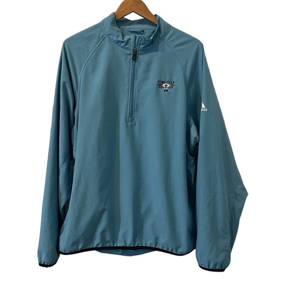 Adidas Mens Size L Blue Climalite Quarter Zip Pullover Lightweight Jacket - Picture 1 of 15